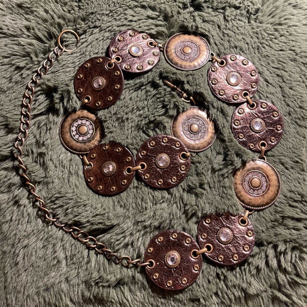 Vintage Bronze Disc Necklace